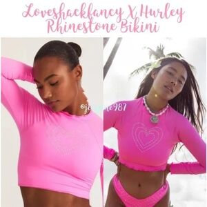 Love shack fancy x Hurley Rash guard Rhinestone Heart M new